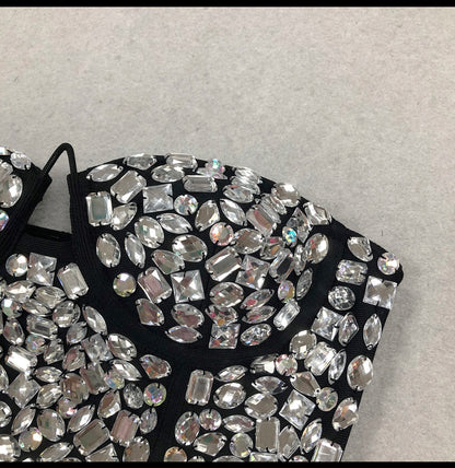 Radiant Crystal-Encrusted Strapless Corset Top