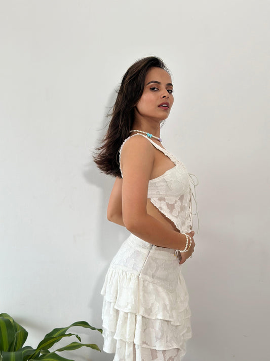 White Ruffled Mini Dress