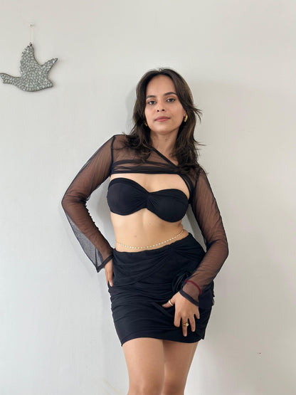 Black Ruffled Mini Dress