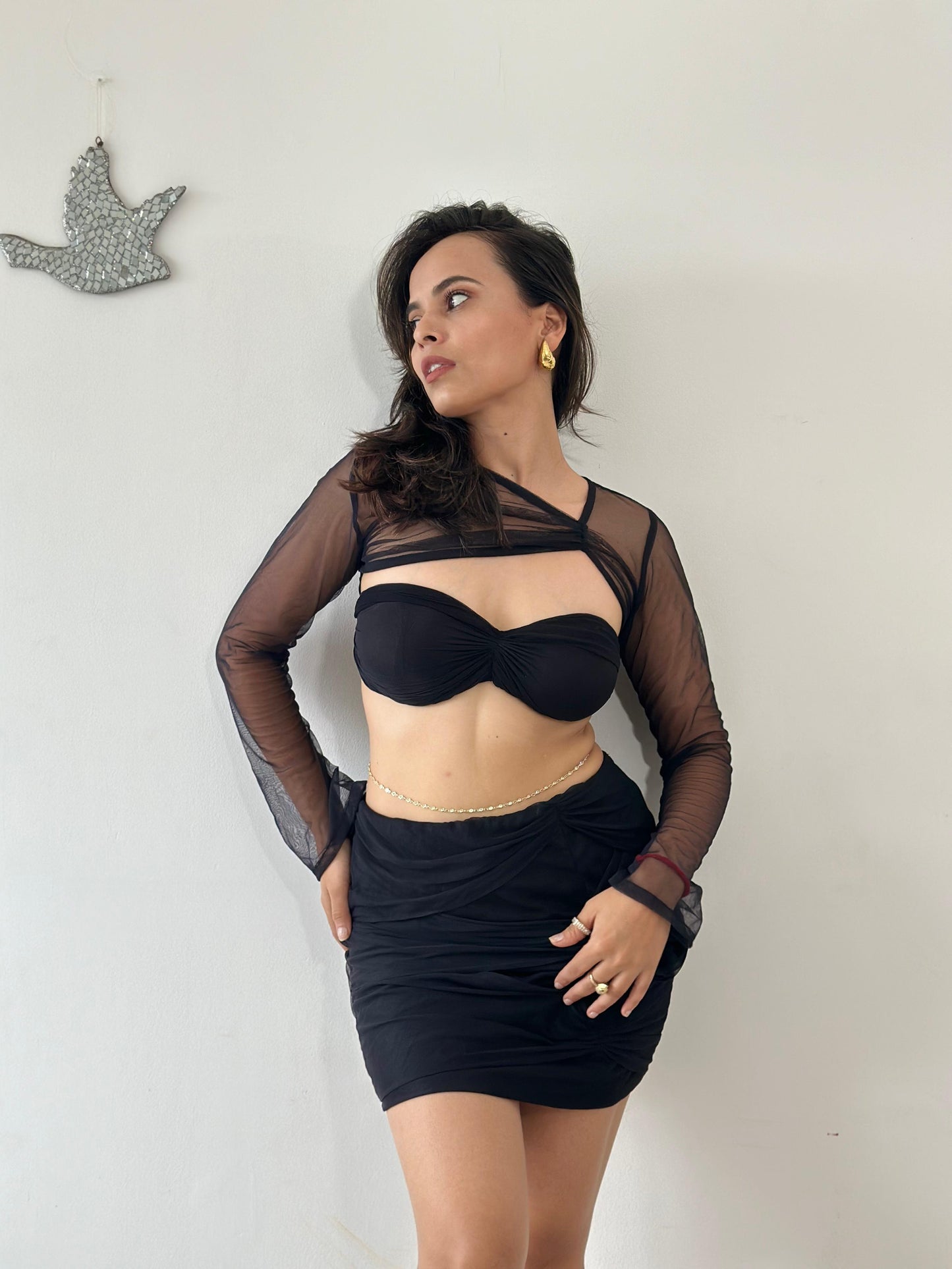 Black Ruffled Mini Dress