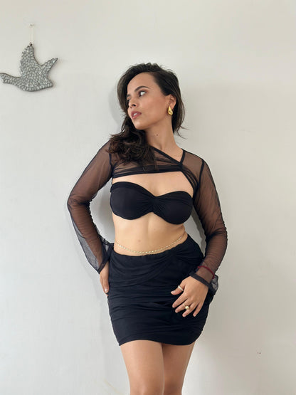 Black Ruffled Mini Dress