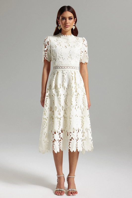 The Ivory Guipure Lace Midi