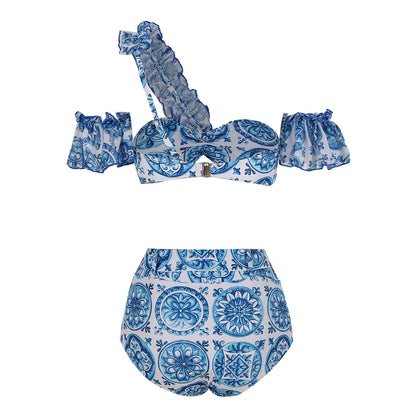 Cross shoulder bikini set