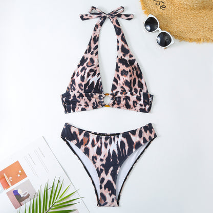 Lepord print bikini with sarong