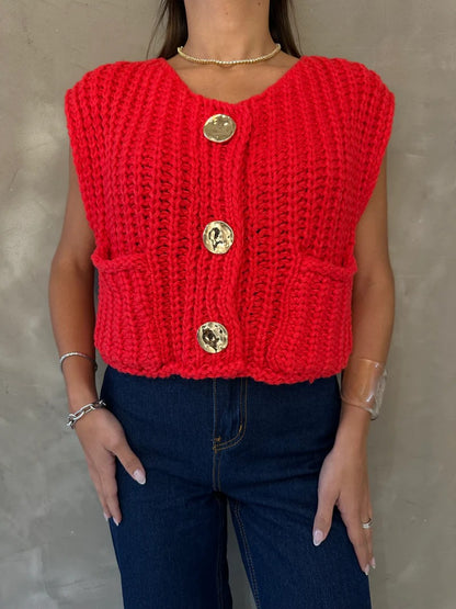 Gold buttons beauty top