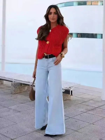 Gold buttons beauty top