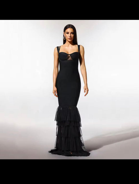 The Midnight Muse Tiered Mermaid Gown