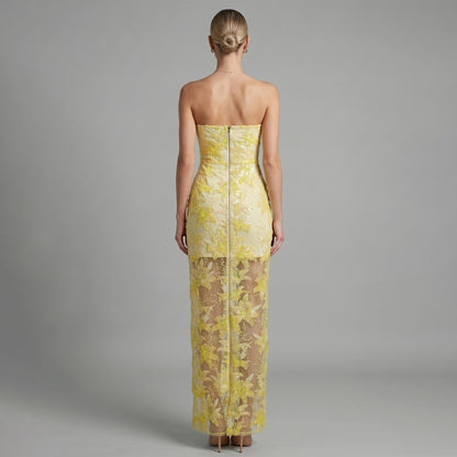 Radiant Strapless Floral Embroidered Evening Gown