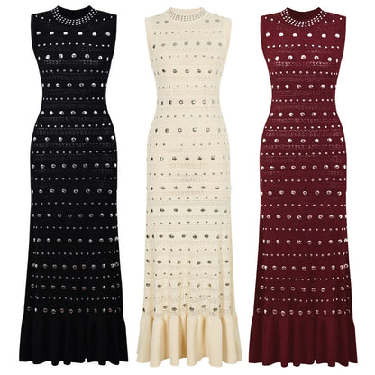 Studded Knit Column Gowns in Earthy Tones