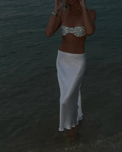 Dazzling Crystal-Embellished Strapless Bralette Top