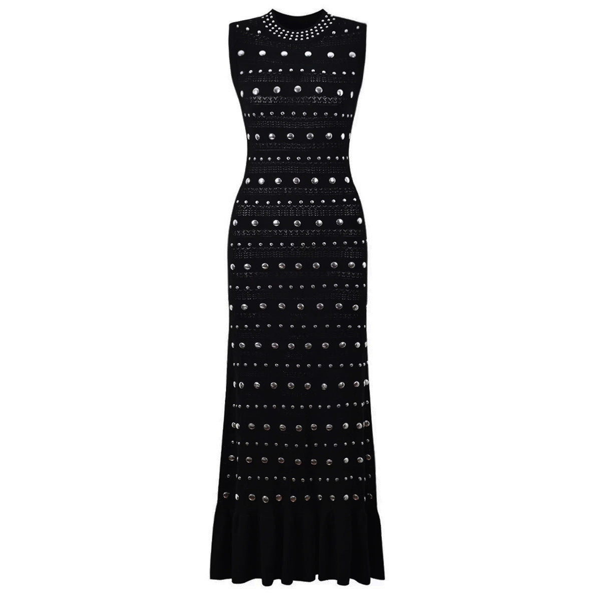 Studded Knit Column Gowns in Earthy Tones