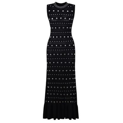 Studded Knit Column Gowns in Earthy Tones