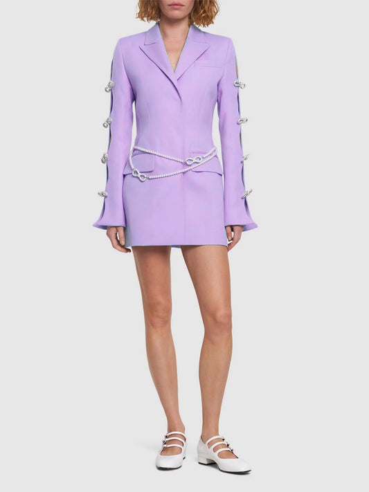 The Lavender Jewel-Accent Blazer Dress