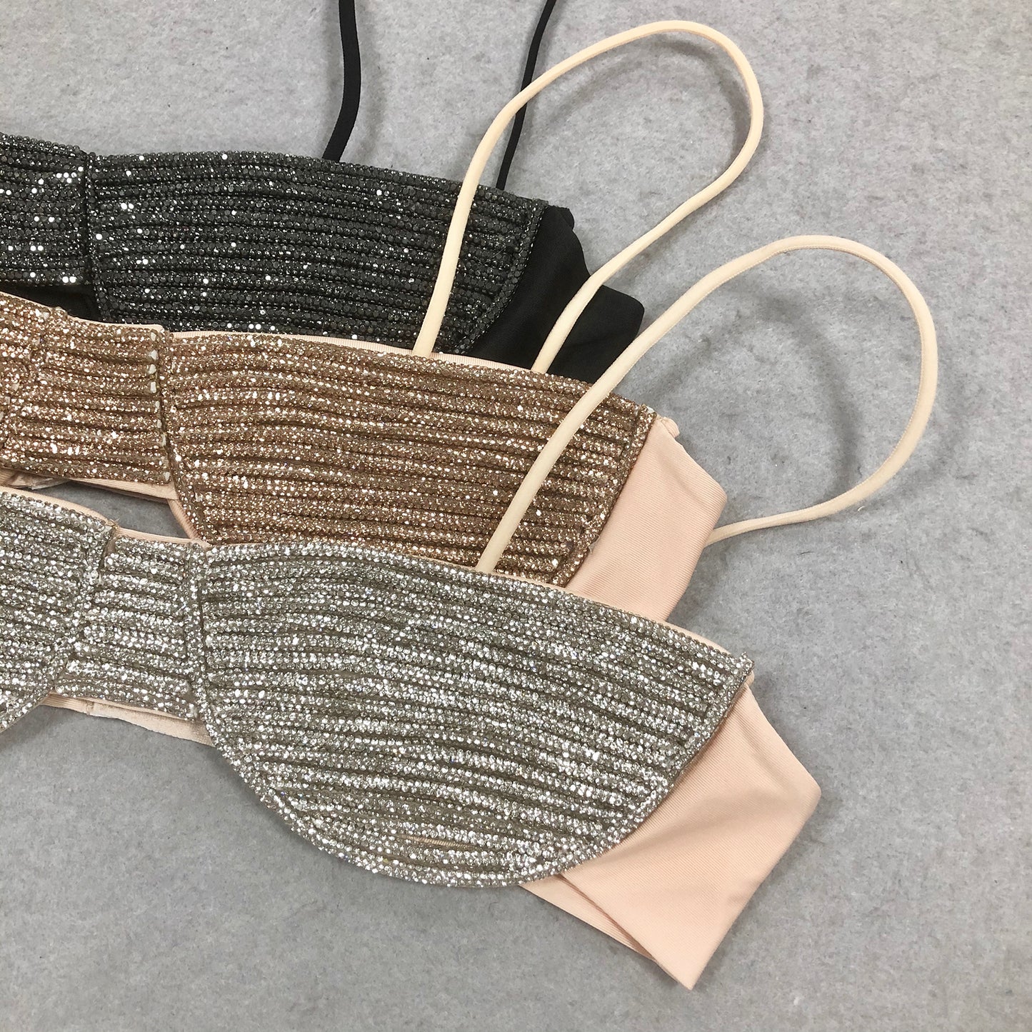 Dazzling Crystal-Embellished Strapless Bralette Top