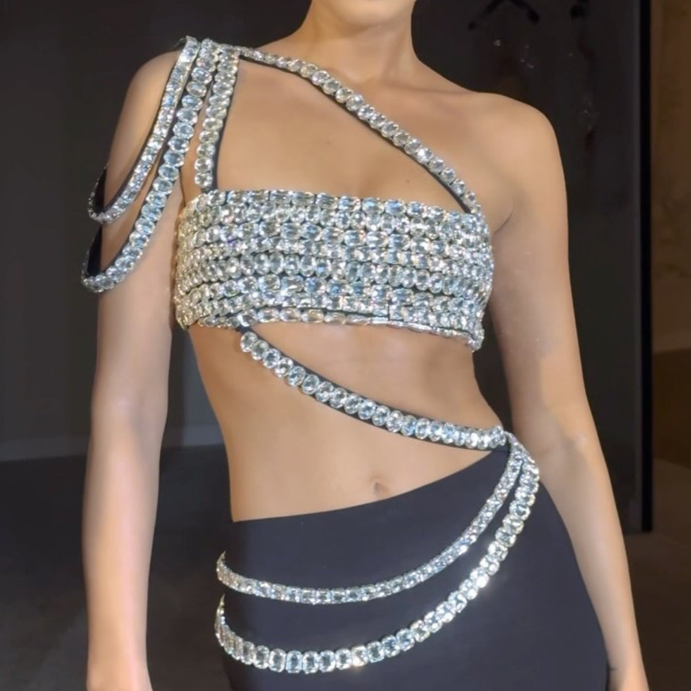 The Aphrodite Pearl-Embellished Cut-Out Gown