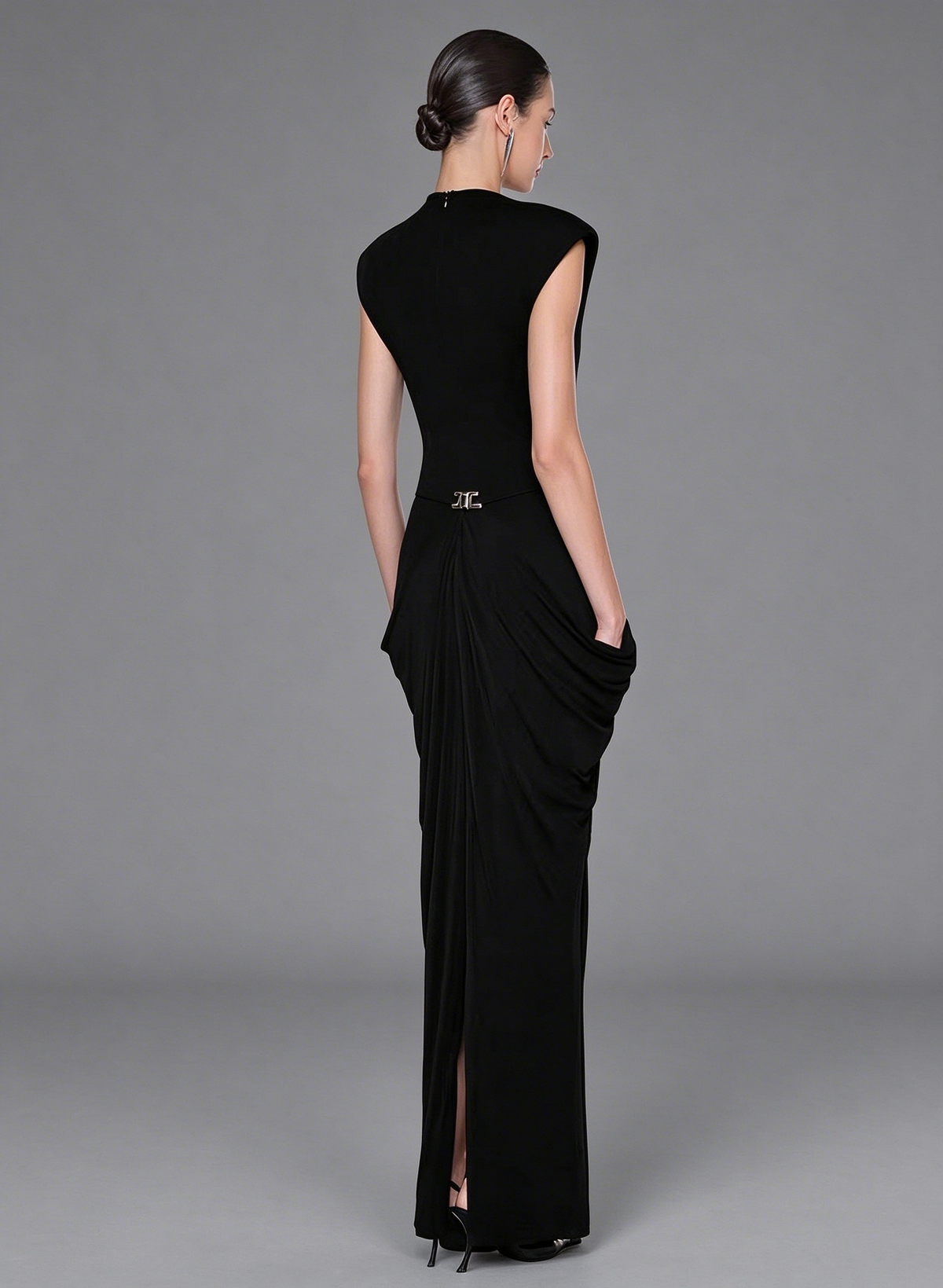 Architectural Draped Hardware Gown - Optic