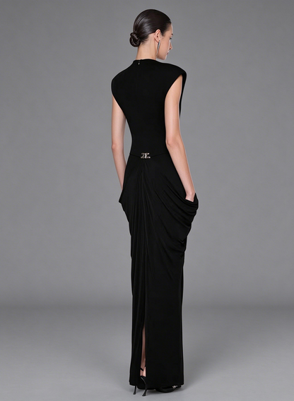 Architectural Draped Hardware Gown - Optic