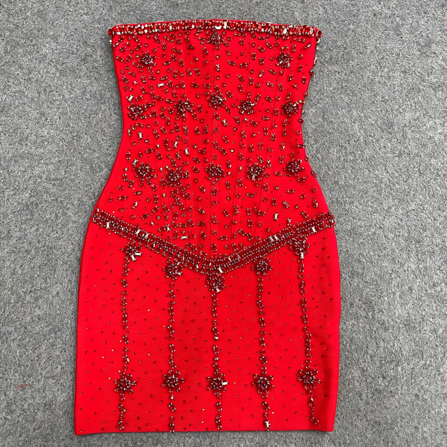 Crystal Embellished Strapless Corset Mini Dress