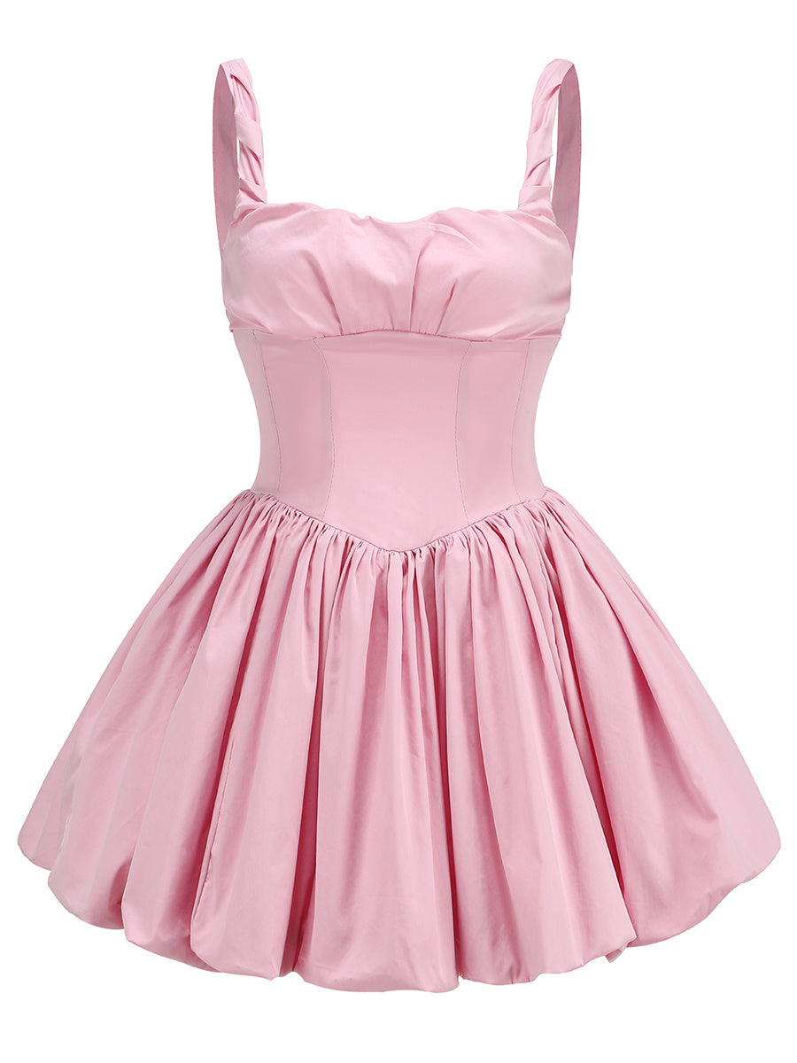 Pink Corset Bubble Hem Mini Dress