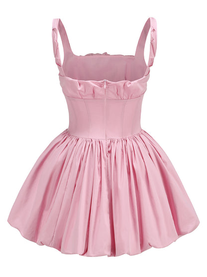 Pink Corset Bubble Hem Mini Dress