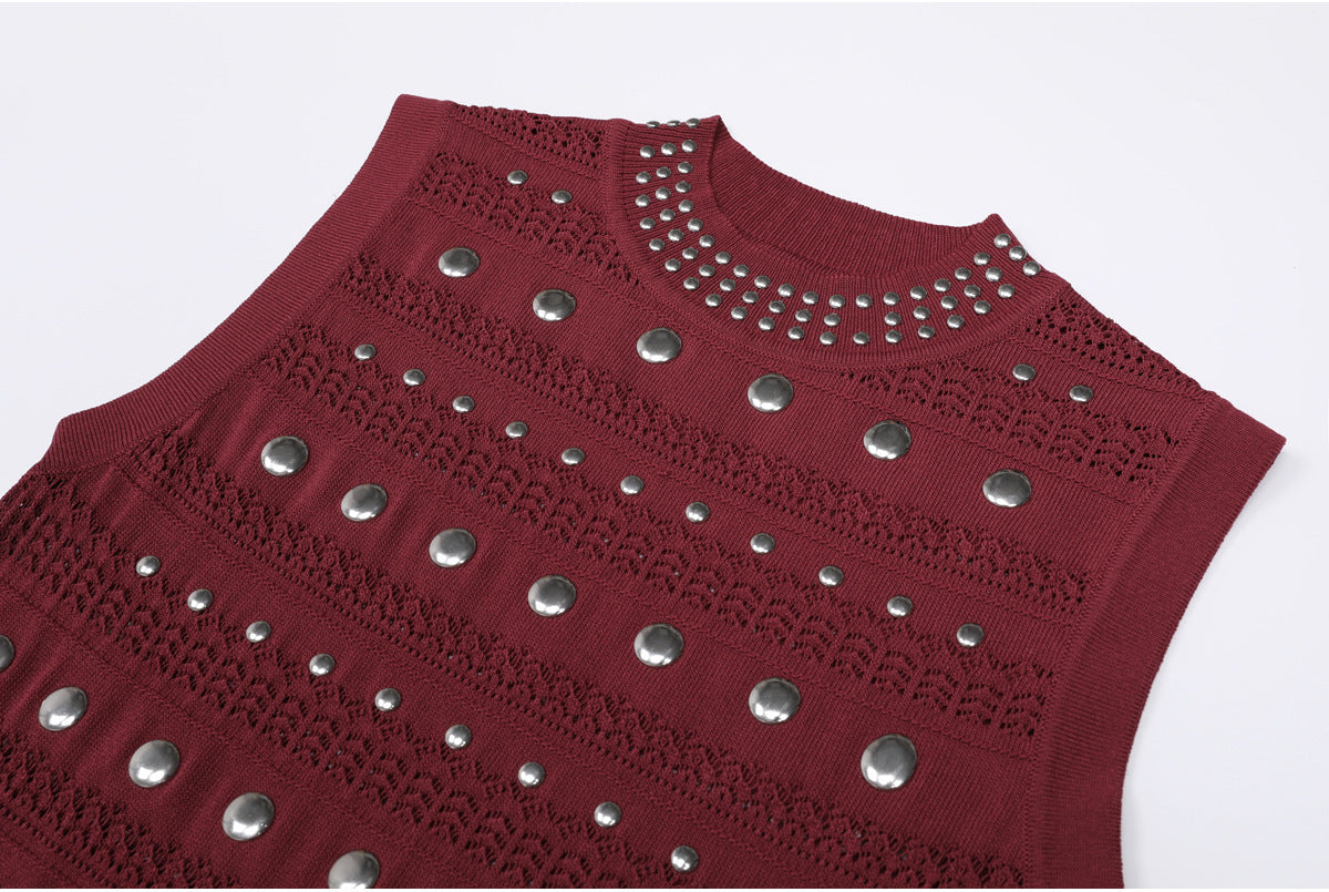 Studded Knit Column Gowns in Earthy Tones