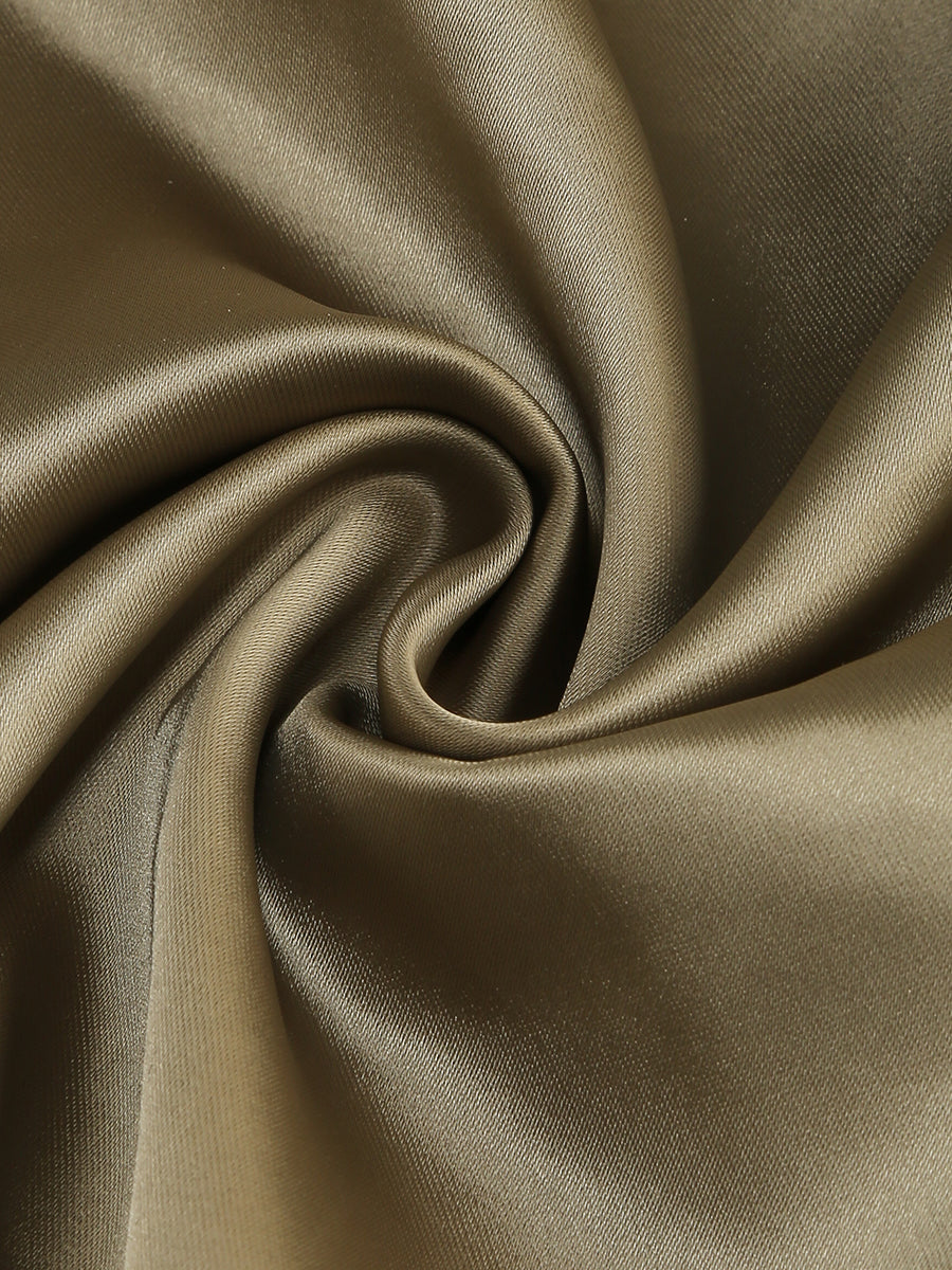 Asymmetrical Twisted Cutout Satin Gown - Luminous Olive