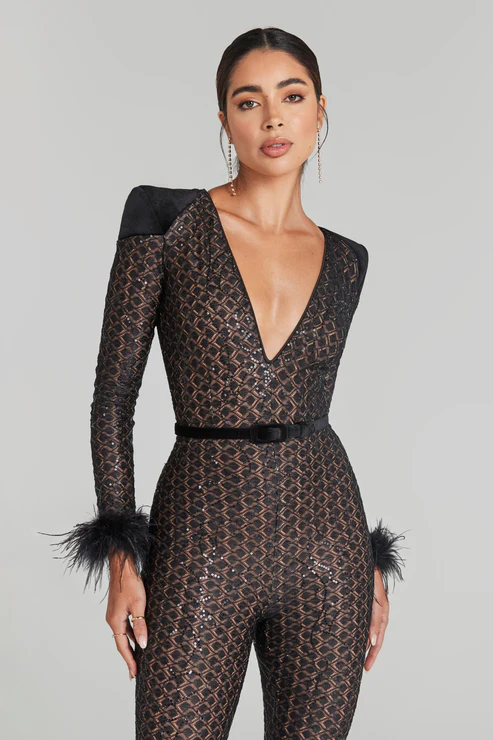 The Architectural Noir Shimmer Jumpsuit
