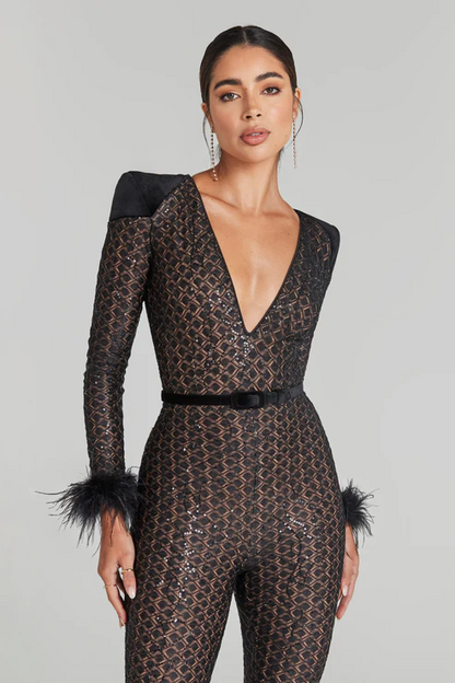 The Architectural Noir Shimmer Jumpsuit