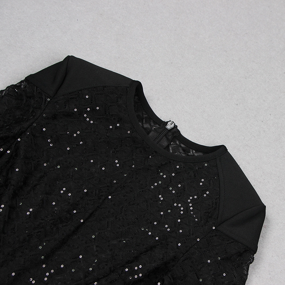 Midnight Glamour Sequin & Velvet Jumpsuit with Feather Cuffs