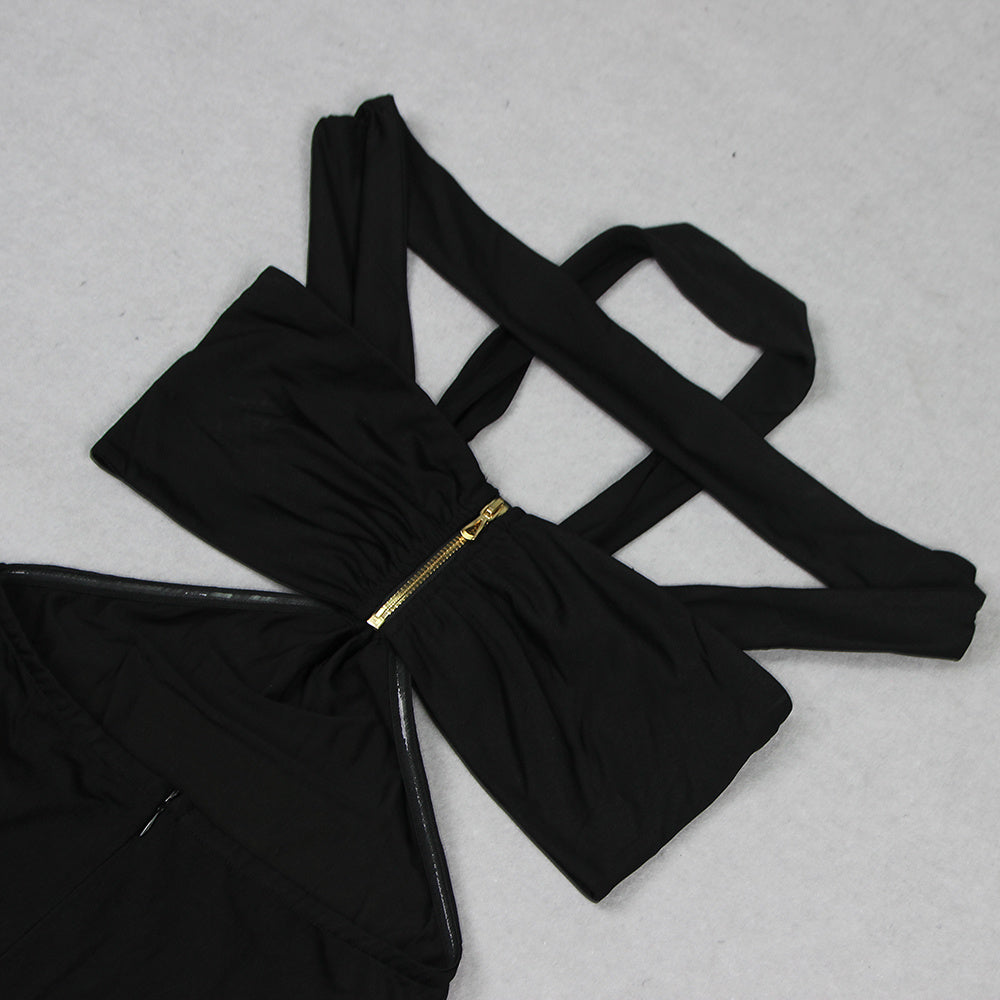 Black Multi-Strap Cutout Maxi Dress