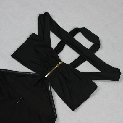 Black Multi-Strap Cutout Maxi Dress