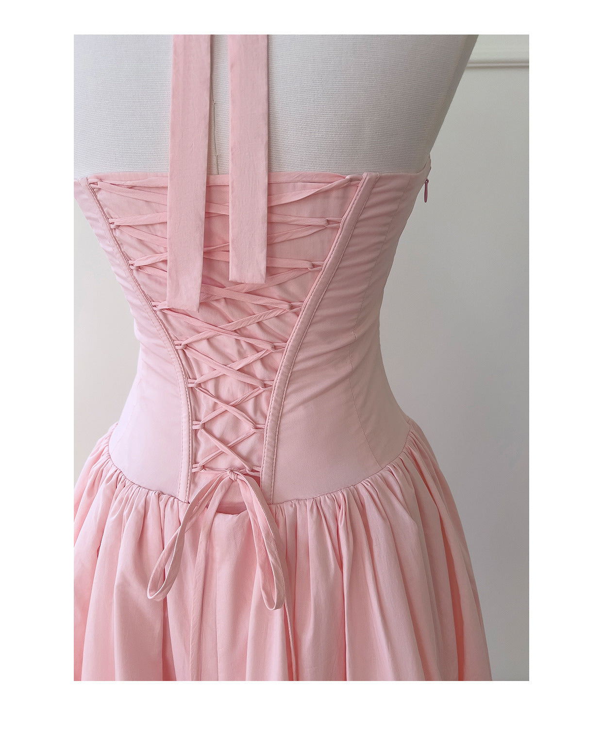 Romantic Blush Pink Ruched Halter Gown