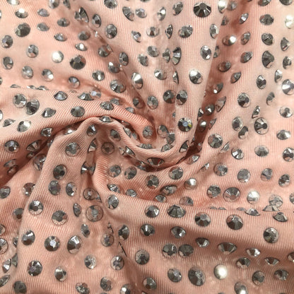 Rose Gold Crystal Mesh Cowl Neck Halter Gown