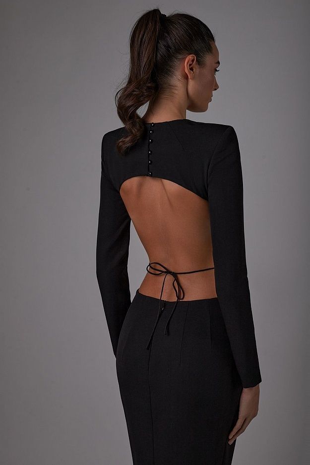 Obsidian Power Shoulder Cutout Midi Dress