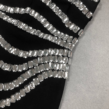 Sophisticated Crystal-Embellished Strapless Column Gown