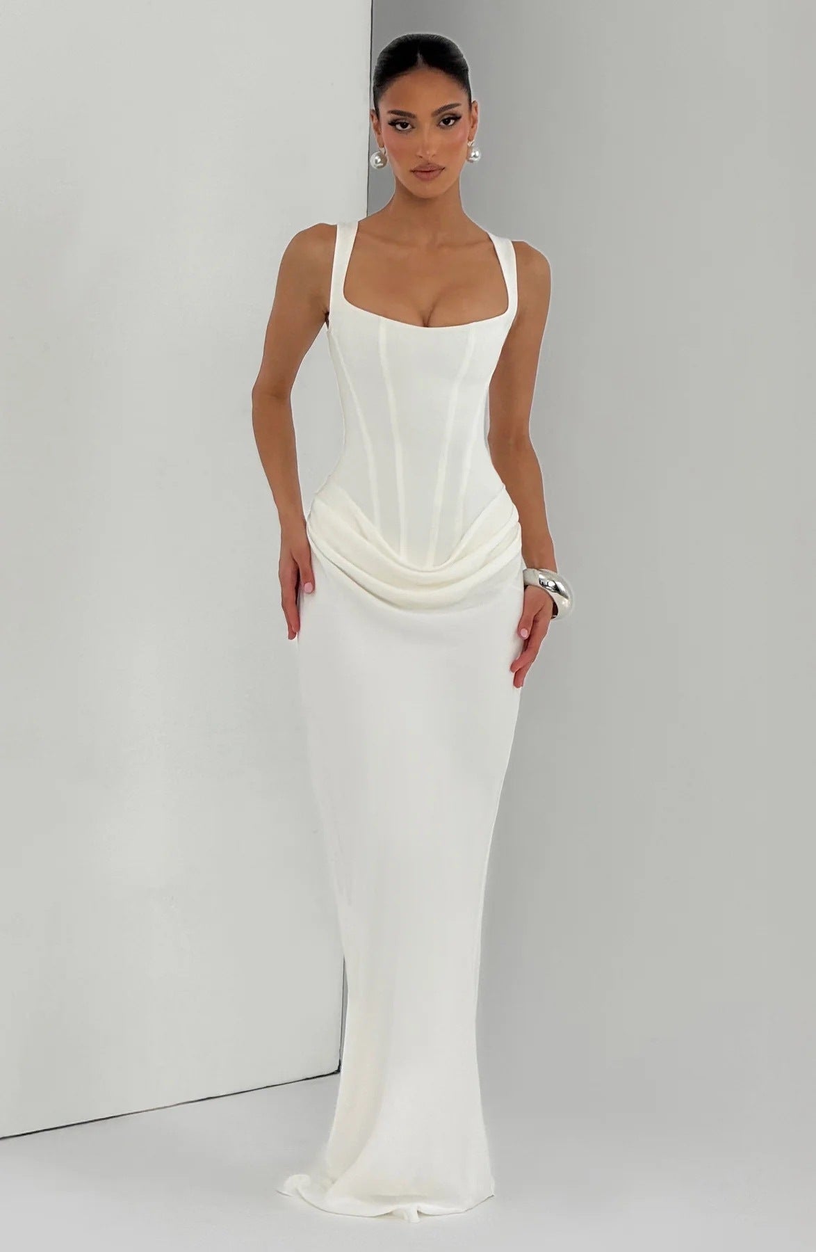 Opulent Satin Curve-Hugging Gown