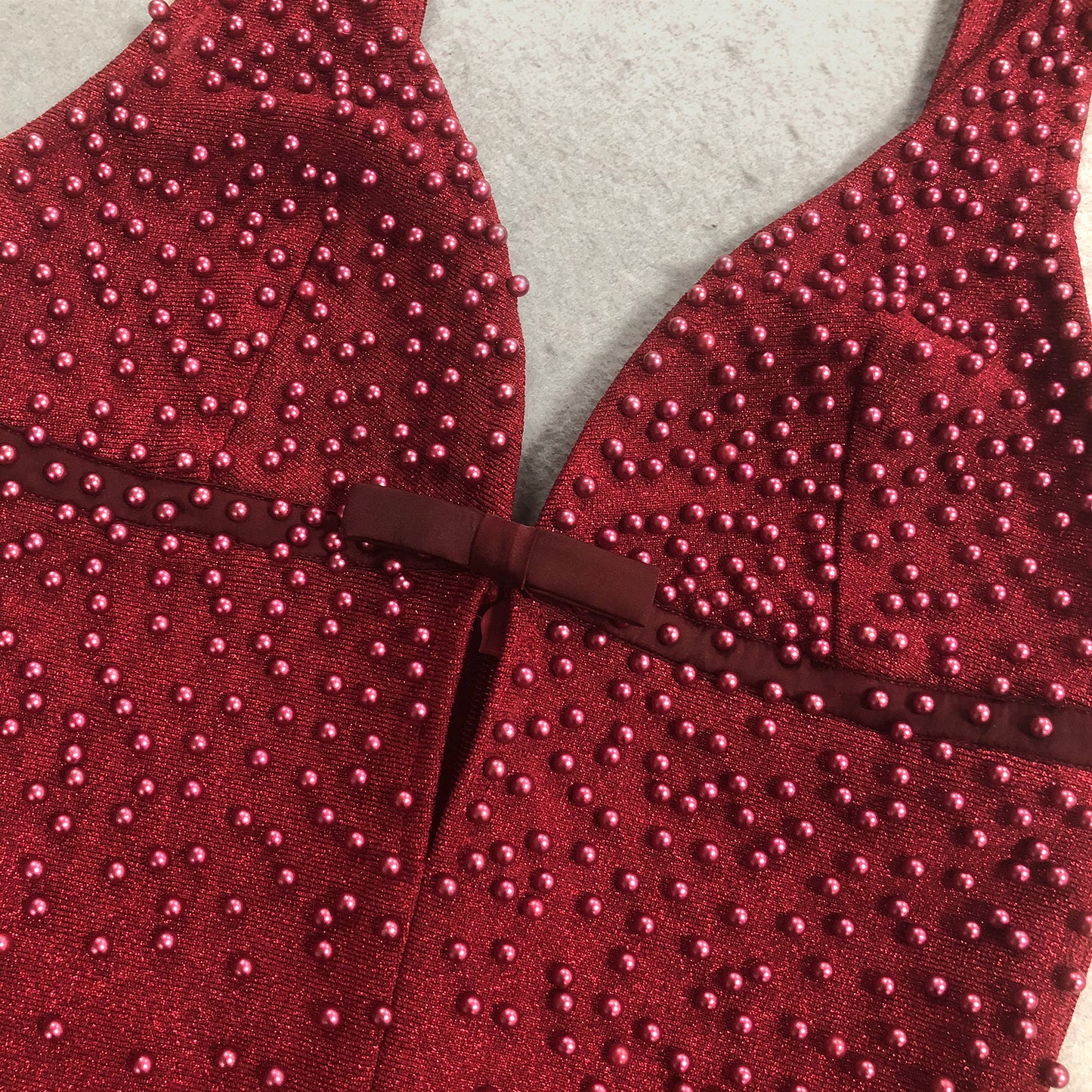 The Crimson Pearl Column Gown