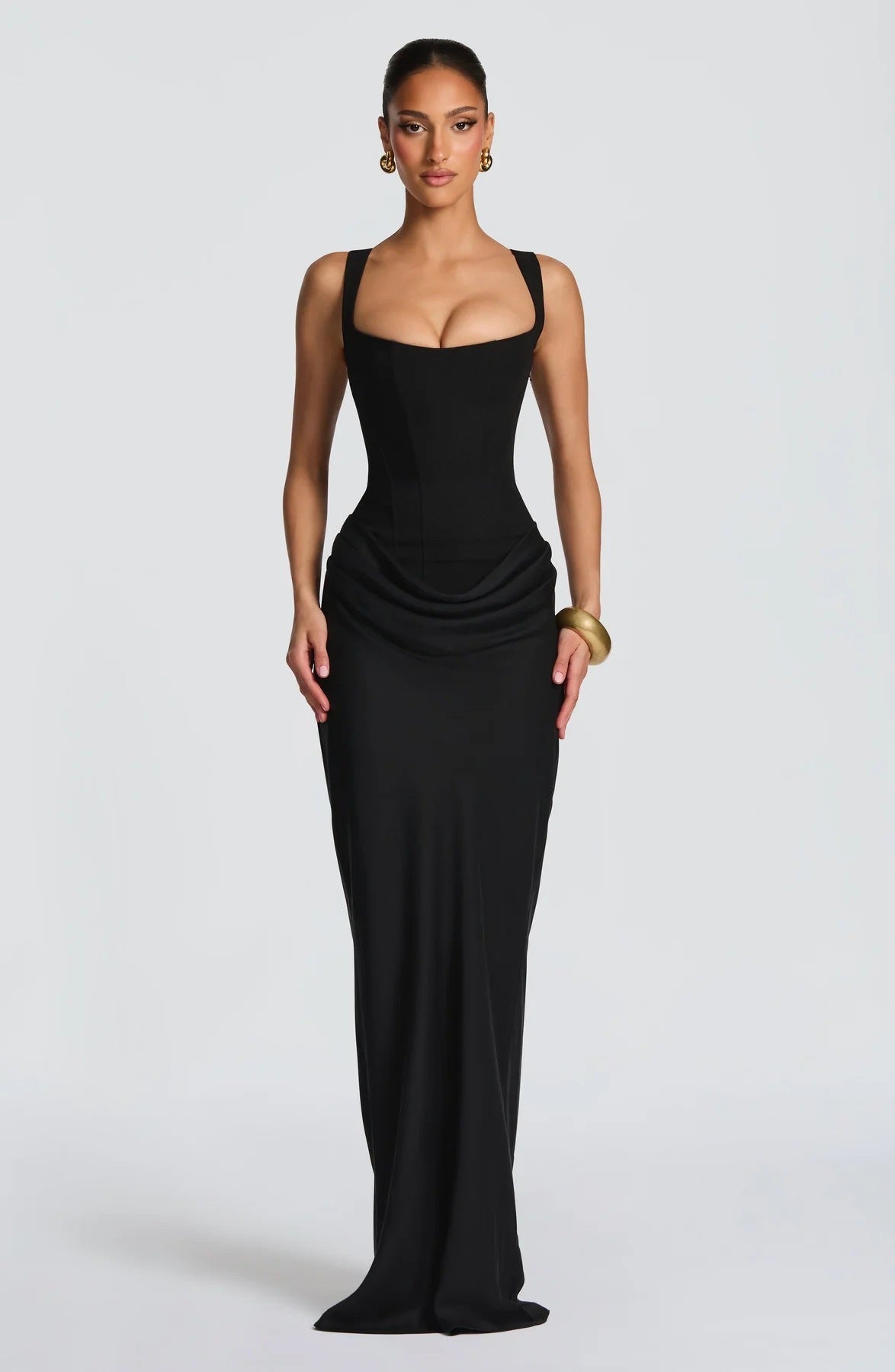 Opulent Satin Curve-Hugging Gown