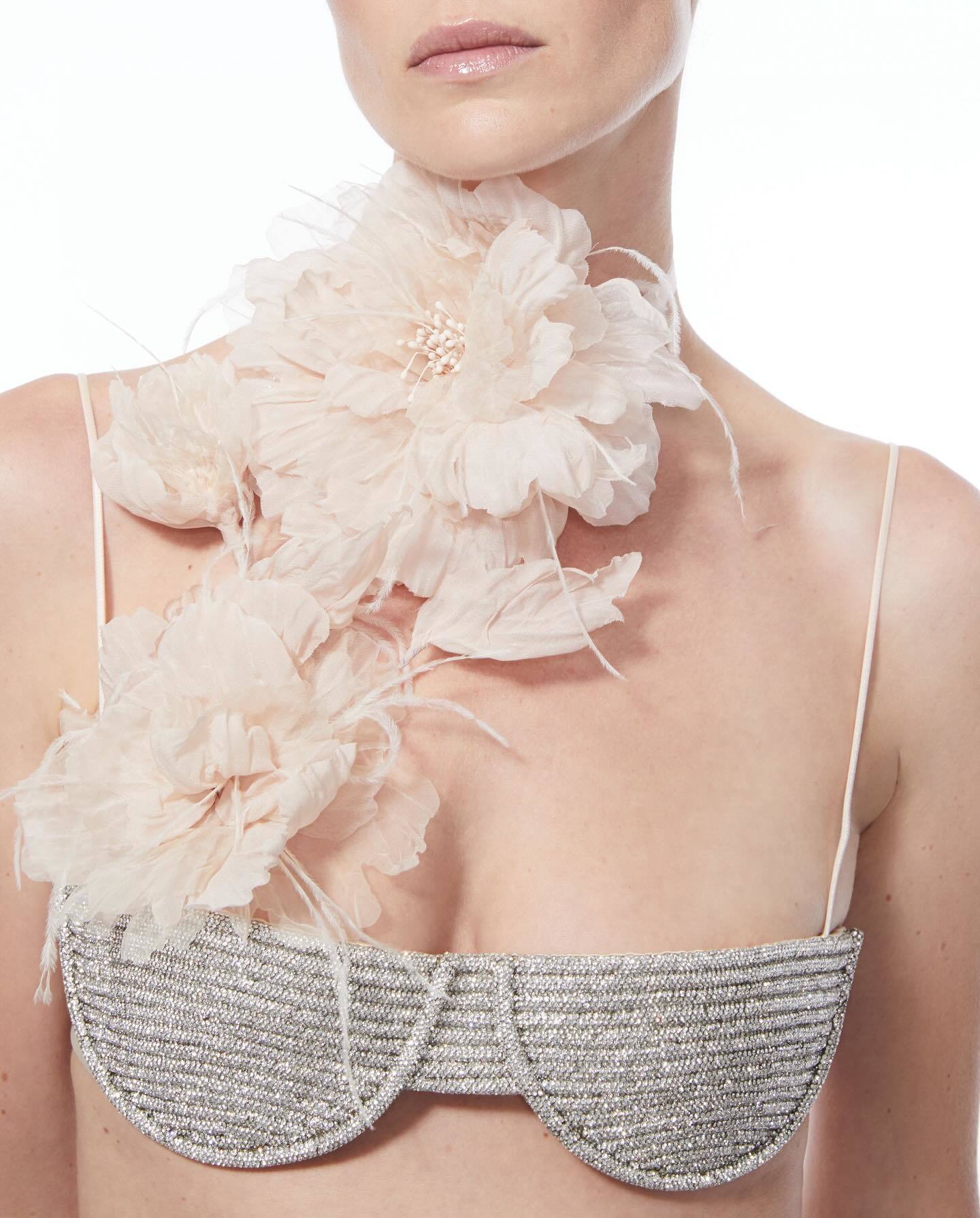 Dazzling Crystal-Embellished Strapless Bralette Top