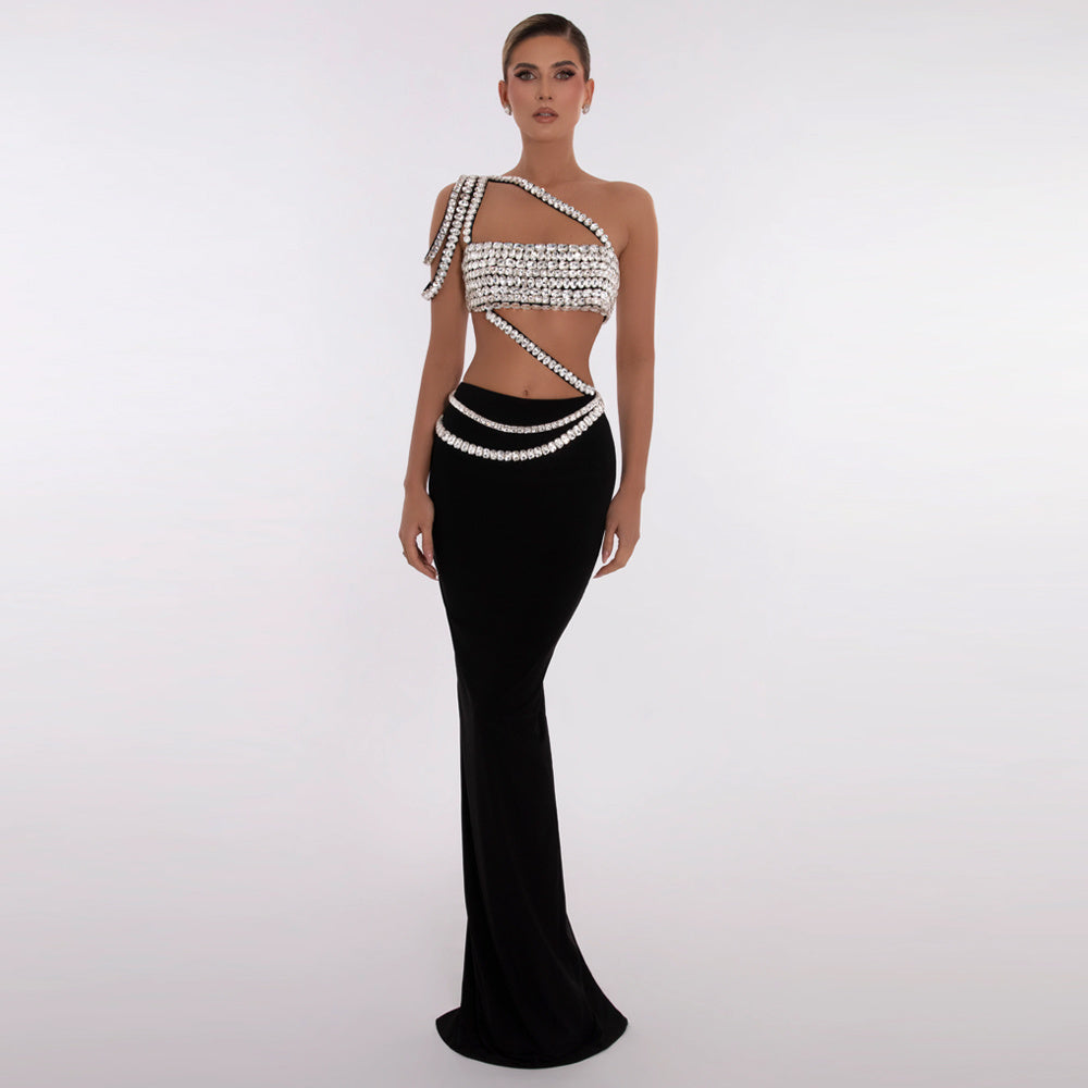 The Aphrodite Pearl-Embellished Cut-Out Gown