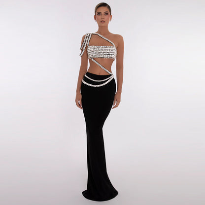 The Aphrodite Pearl-Embellished Cut-Out Gown
