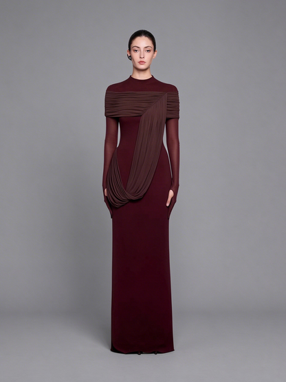 High-Neck Gown with Illusion Sleeves