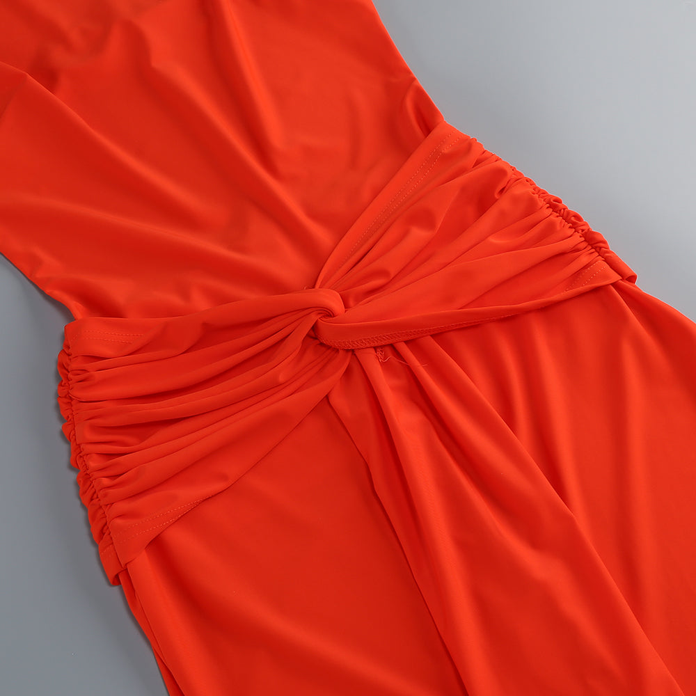 Elegant Orange Backless Evening Gown