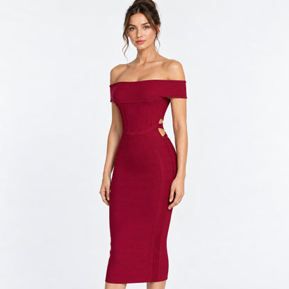 Structured Bandage Off-The-Shoulder Dress - Onyx Black