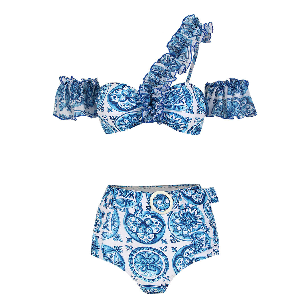 Cross shoulder bikini set