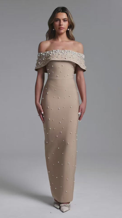 Ethereal Elegance: Pearl-Encrusted Mermaid Gown