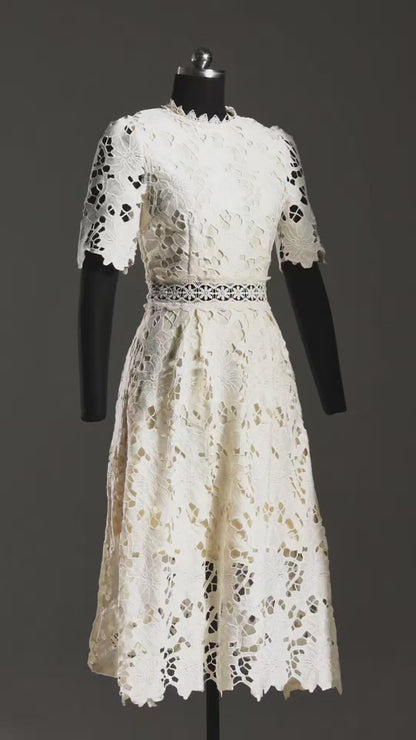 The Ivory Guipure Lace Midi