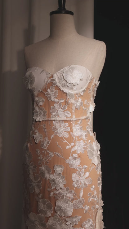 The Alabaster Blossom Strapless Corset Midi