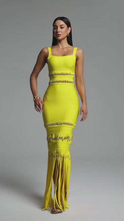 Shanley Chic Contour Sleeveless Bandage Maxi Dress - Yellow