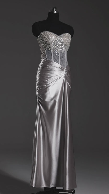 The Silver Solstice Embellished Corset Gown